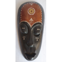 Afrikaans zwart houten masker met parelmoer 